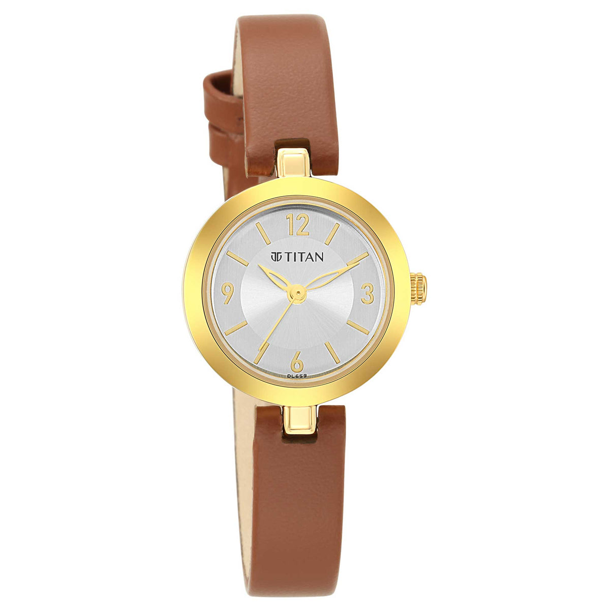 Titan Lagan Silver Dial Analog Leather Strap Watch for Women