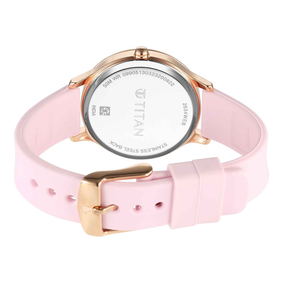 Titan Purple Glam It Up Pink Dial Analog with Date Silicone Strap Watch for Women
