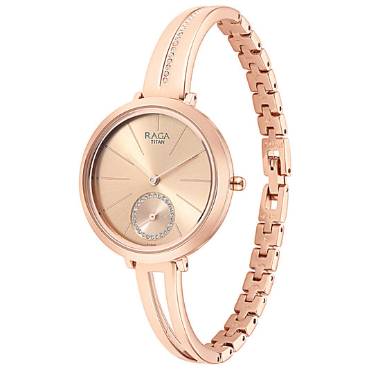 Titan Raga Viva Quartz Analog Rose Gold Dial Rose Gold Metal Strap Watch For Women