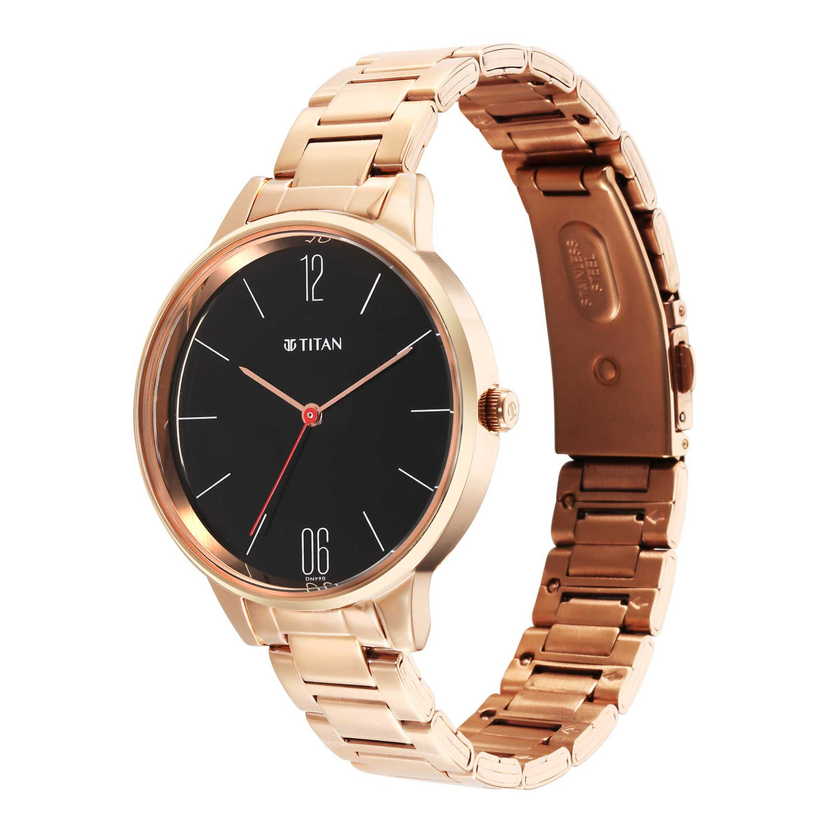 Titan Quartz Analog Black Dial Watch for Women