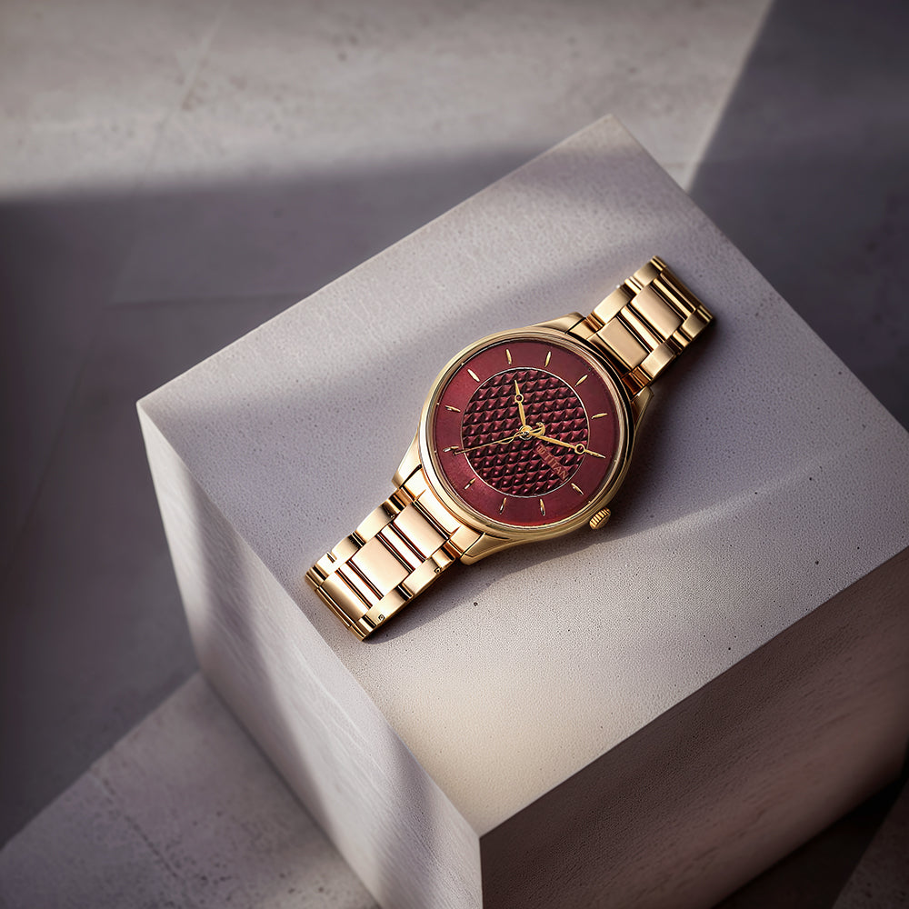 Titan Tet Red Dial Analog Stainless steel Strap Watch for Men