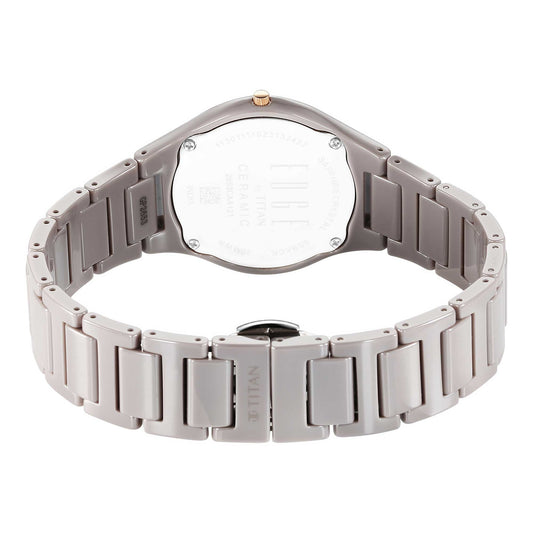 Titan Edge Women Ceramic Bicolour Case Material Ceramic ShapeRound Women Watch (2653KC09)