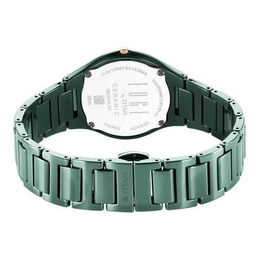 Titan Edge Ceramic Quartz in Glossy Green Dial Watch for Women