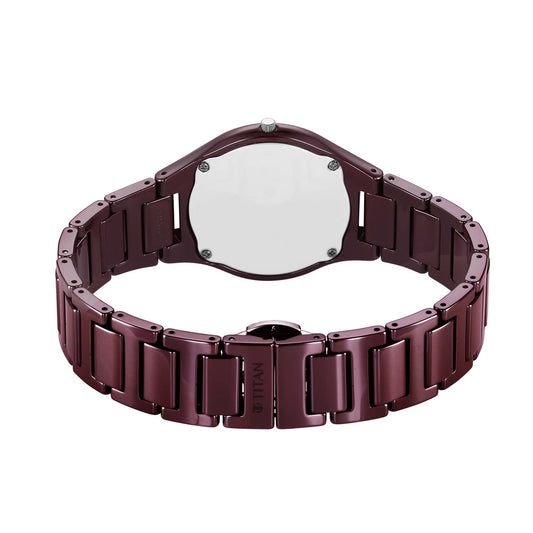 Titan Edge Maroon Dial Ceramic Strap Analog Watch for Women