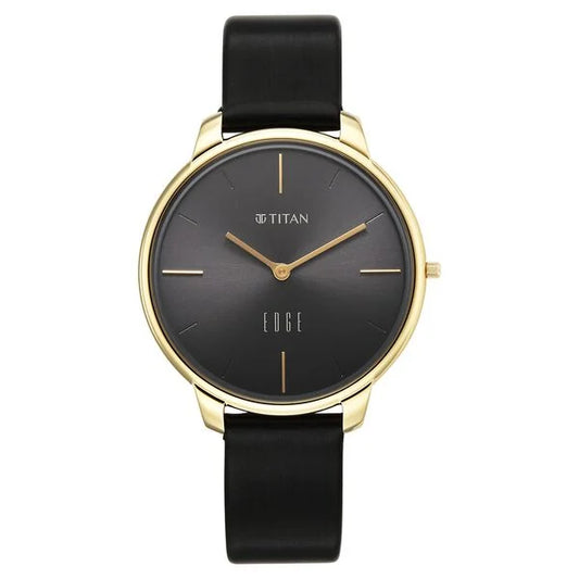 Titan Edge Black Dial Leather Strap Analog Watch for Women