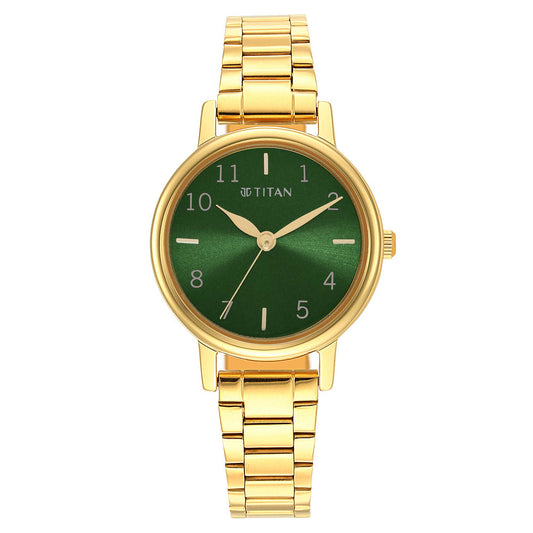 Titan Karishma Green Dial Analog Stainless Steel Strap watch for Women 2678YM01