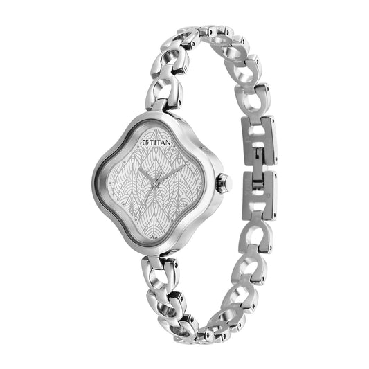 Titan Karishma White Dial Analog Metal Strap Watch for Women