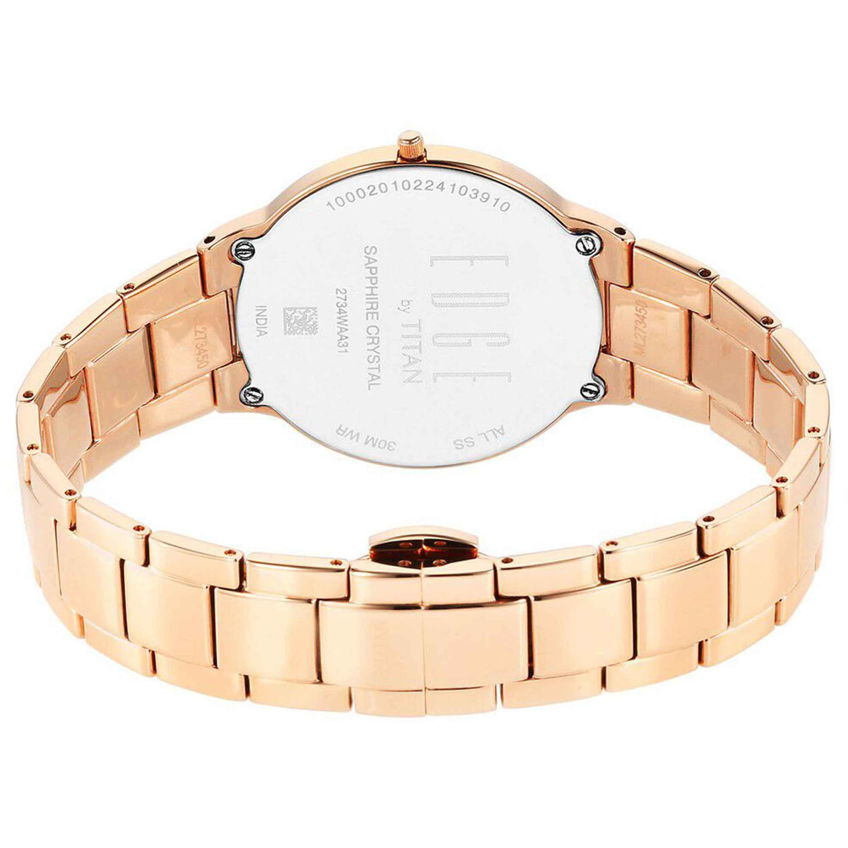 Titan Edge Metal Women Allure Quartz Alog Rich Mother Of Pearl Dial Stainless Steel Strap Watch For Women (2734WM01)