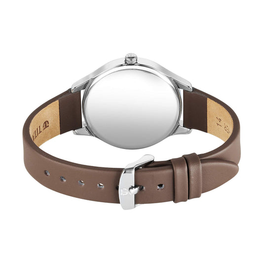 Titan Workwear Pink Dial Brown Leather Strap Analog Watch for Women