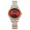 Titan Red Dial Two Toned Stainless Steel Strap Analog Watch for Women