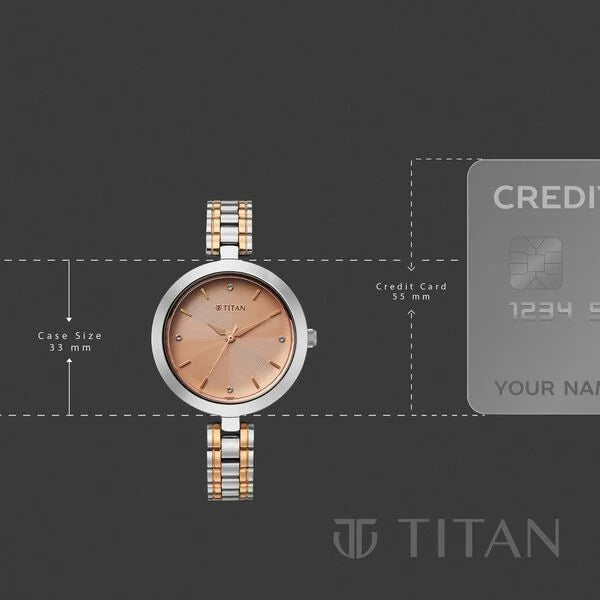 Titan Rose Gold Dial Two Toned Stainless Steel Strap Analog Watch for Women