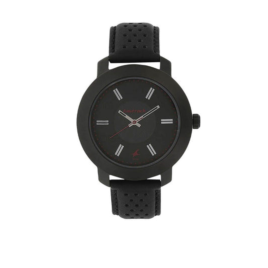 Fastrack Quartz Analog Black Dial Leather Strap Watch for Guys 3120NL02