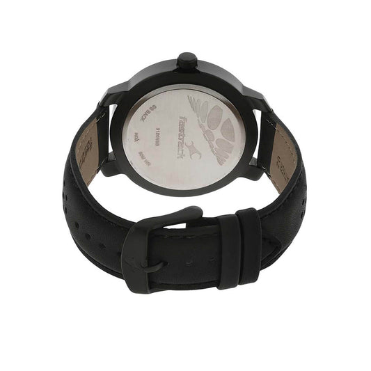 Fastrack Quartz Analog Black Dial Leather Strap Watch for Guys