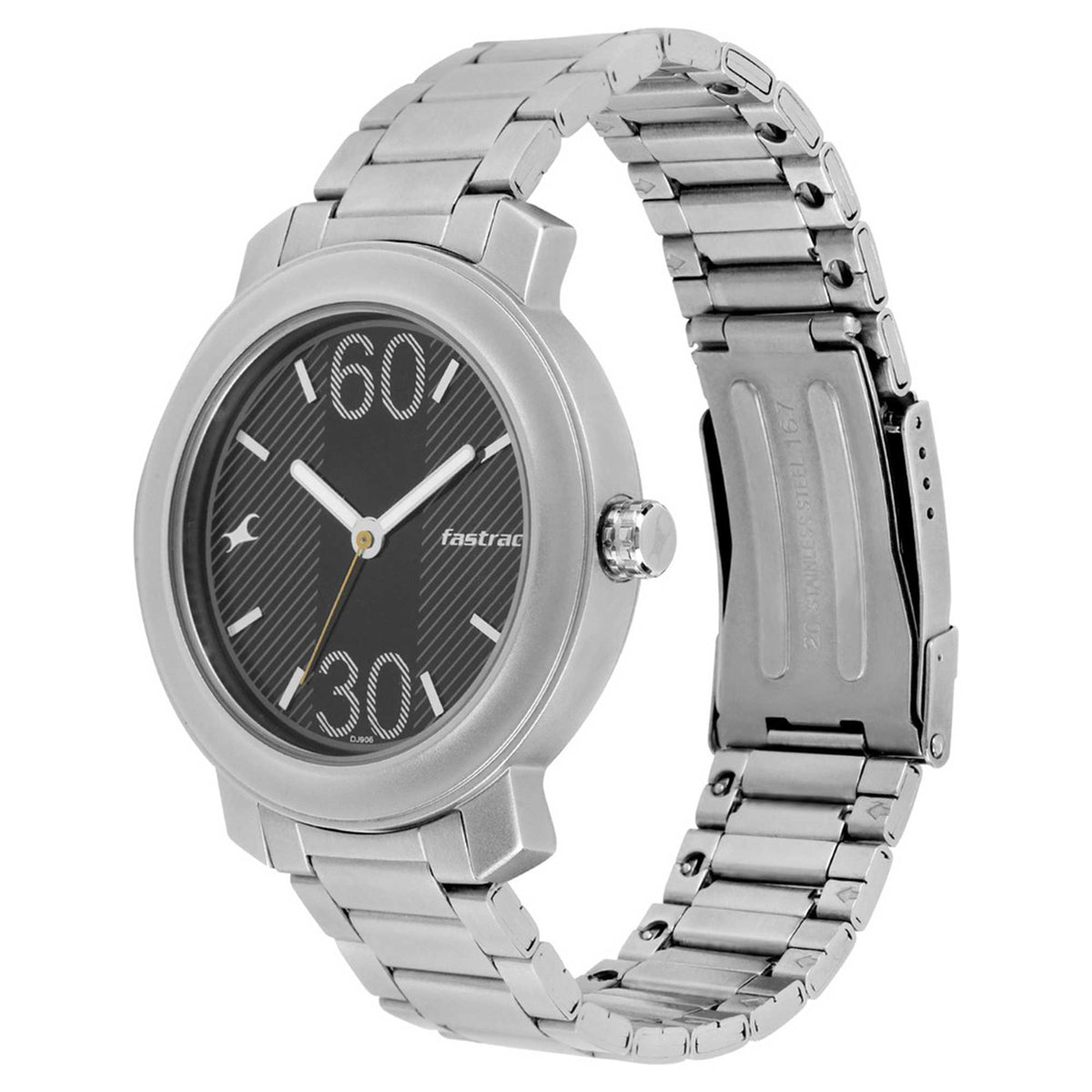 Fastrack Quartz Analog Black Dial Stainless Steel Strap Watch for Guys 3222SM02