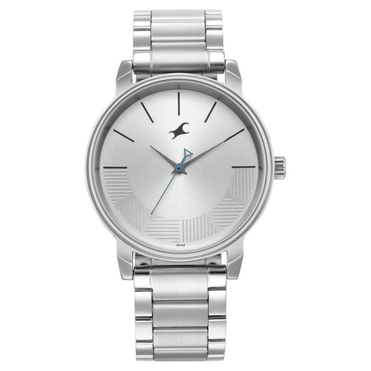 Fastrack Stunners Quartz Analog Silver Dial Metal Strap Watch for Guys 3291SM02