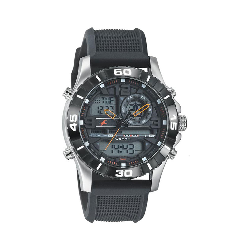 Fastrack Quartz Analog Digital Black Dial Silicone Strap Watch for Guys