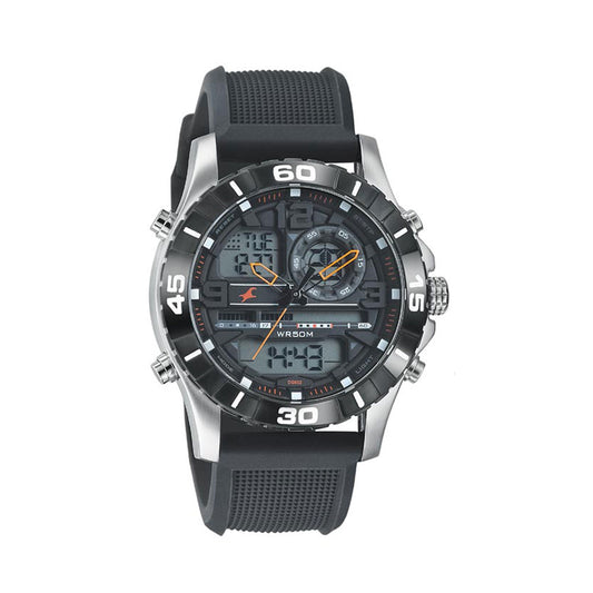 Fastrack Quartz Analog Digital Black Dial Silicone Strap Watch for Guys