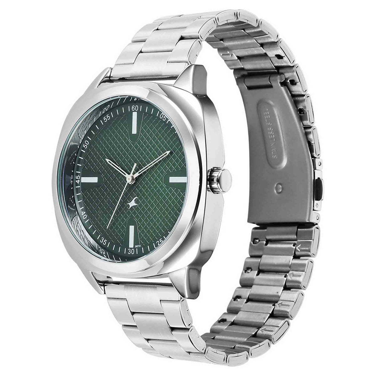 Fastrack Stunners X Quartz Analog Green Dial Stainless Steel Strap Watch For Guys