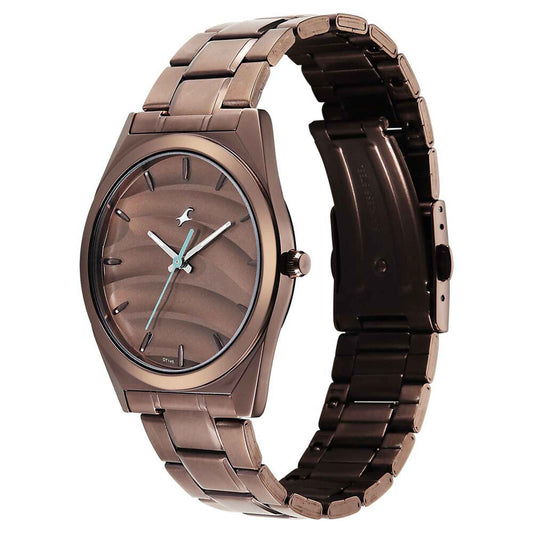 Fastrack Gelato Brown metal strap watch with Chocolate dial for Guys
