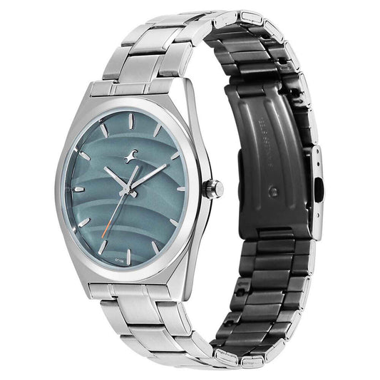 Fastrack Gelato Silver metal strap watch with Mint chip dial for Guys