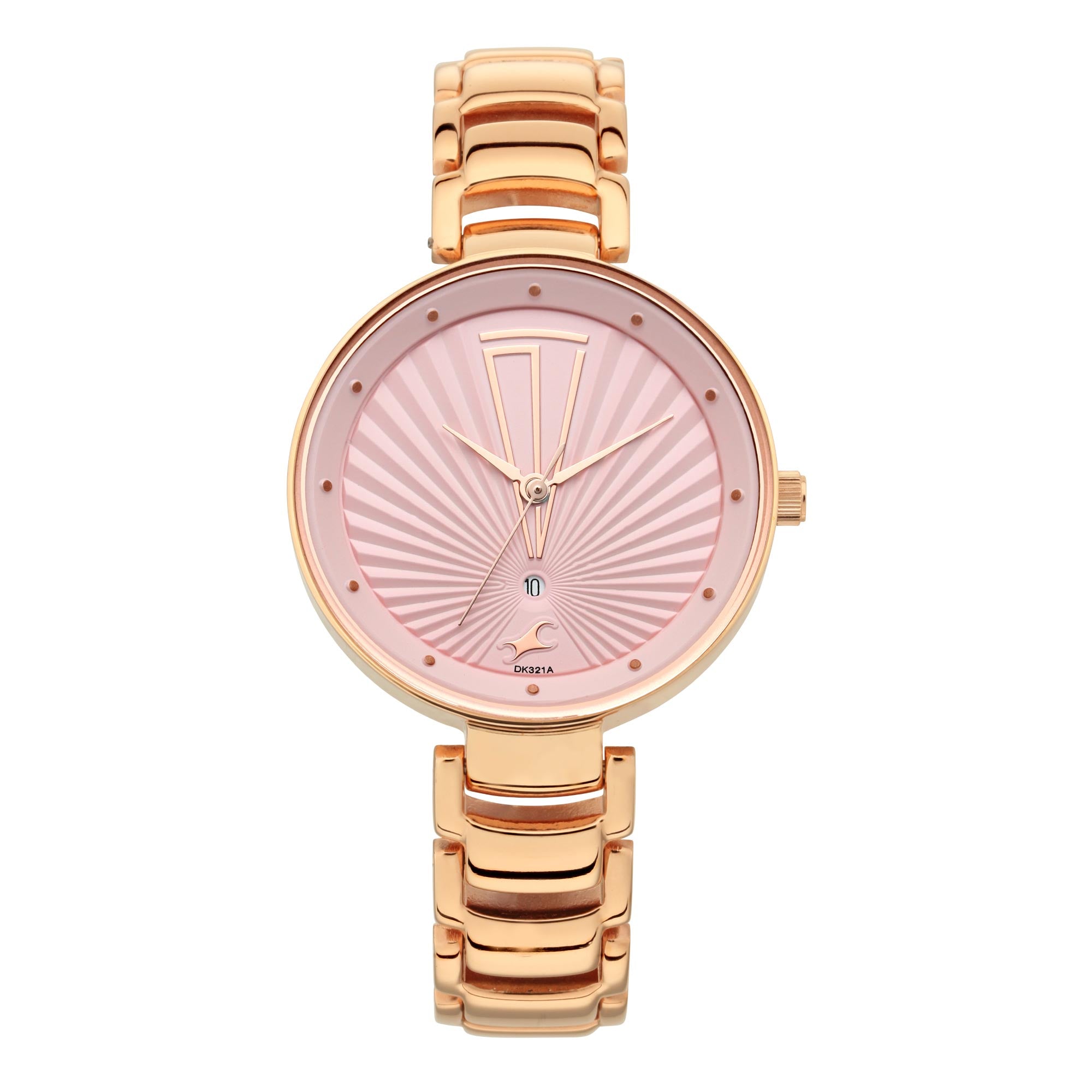 Fastrack Fastrack Ruffles Quartz Analog with Date Pink Dial Stainless Steel Strap Watch for Girls