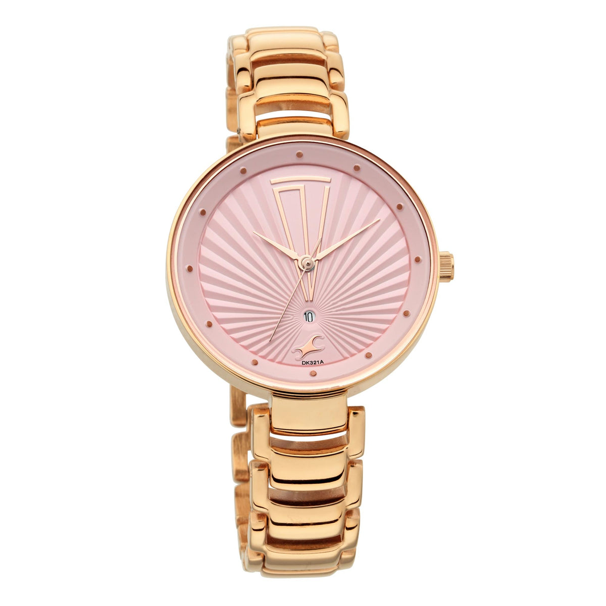 Fastrack Fastrack Ruffles Quartz Analog with Date Pink Dial Stainless Steel Strap Watch for Girls