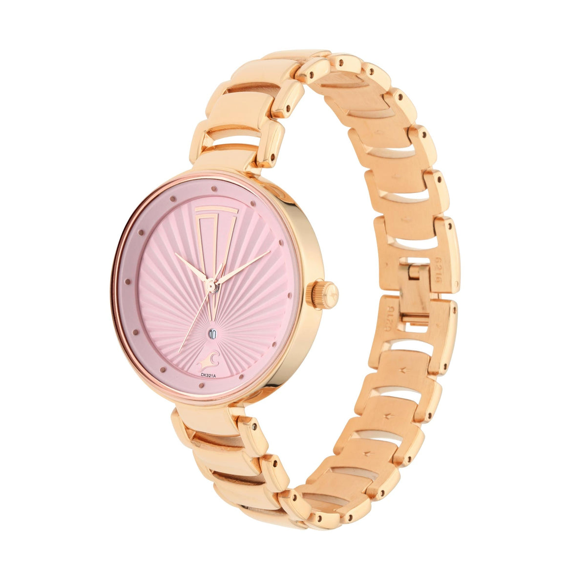 Fastrack Fastrack Ruffles Quartz Analog with Date Pink Dial Stainless Steel Strap Watch for Girls