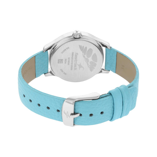 Fastrack Tripster Quartz Analog Silver Dial Leather Strap Watch for Girls