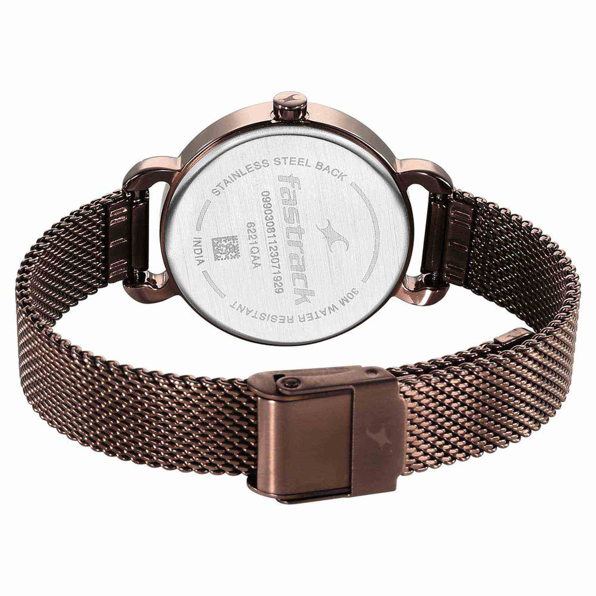 Fastrack Pulse Quartz Analog Brown Dial Stainless Steel Strap Watch for Girls
