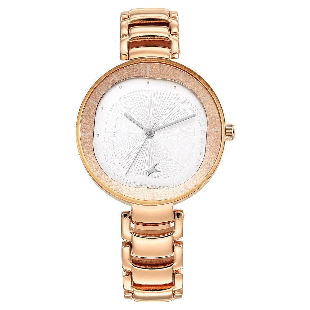 Fastrack Style Up Quartz Analog Silver Dial Metal Strap Watch for Girls
