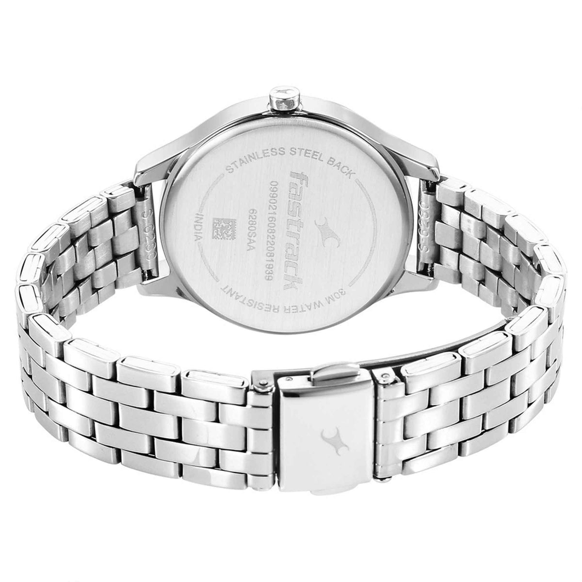 Fastrack Stunners Quartz Analog Silver Dial Metal Strap Watch for Girls