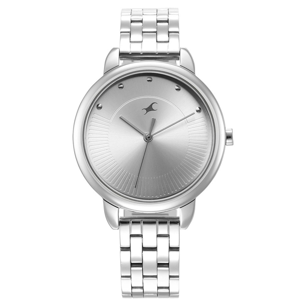 Fastrack Stunners Quartz Analog Silver Dial Metal Strap Watch for Girls