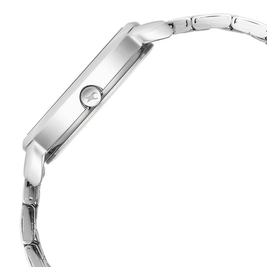 Fastrack Stunners Quartz Analog Silver Dial Metal Strap Watch for Girls