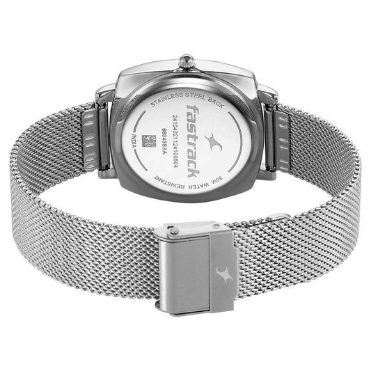 Fastrack Stunners X Quartz Analog Black Dial Stainless Steel Strap Watch For Girls