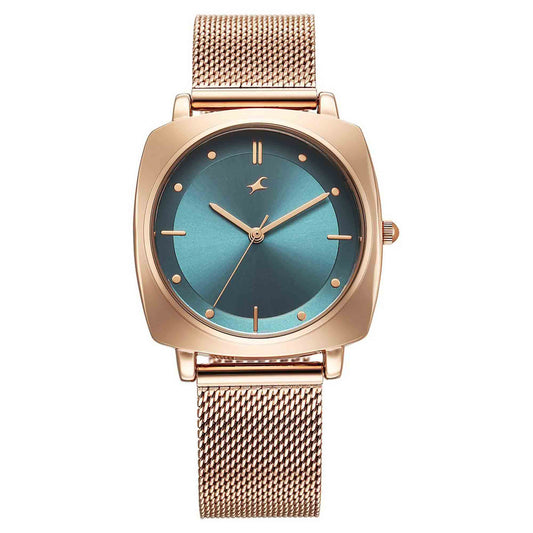Fastrack Stunners X Quartz Analog Green Dial Stainless Steel Strap Watch For Girls