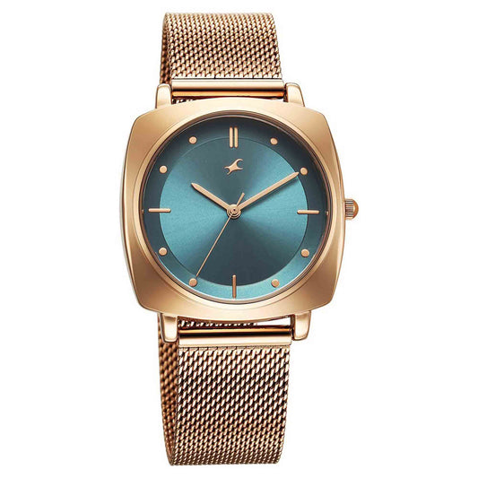 Fastrack Stunners X Quartz Analog Green Dial Stainless Steel Strap Watch For Girls