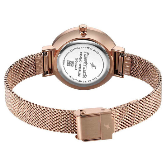 Fastrack Stunners X Quartz Analog Green Dial Stainless Steel Strap Watch For Girls