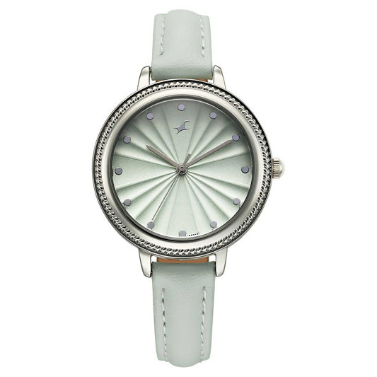 Fastrack Stunners X Quartz Analog Green Dial Leather Strap Watch For Girls