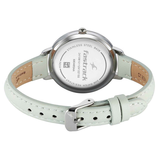 Fastrack Stunners X Quartz Analog Green Dial Leather Strap Watch For Girls