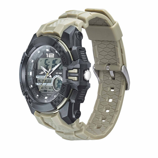 SF Carbon Series Quartz Digital Analog Digital Black Dial Green Polyurethane Strap Watch For Men