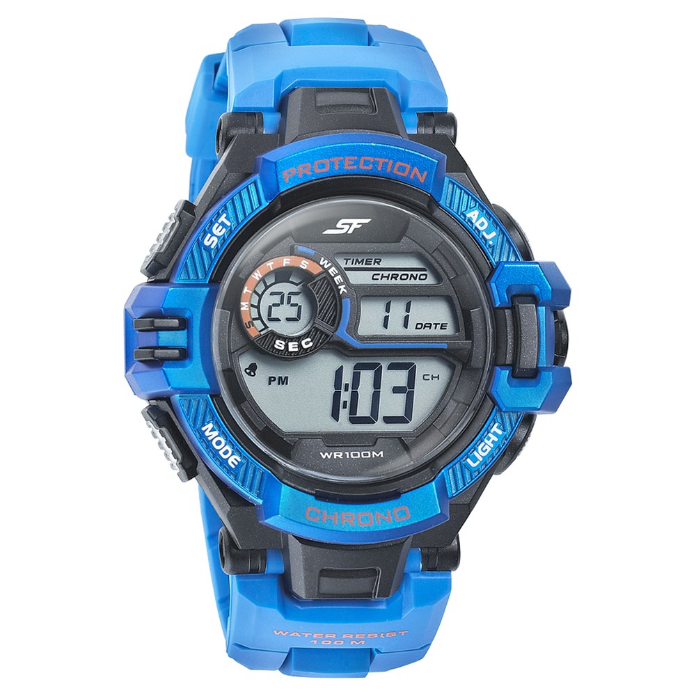 SF Digital Dial Blue PU Strap Watch for Men