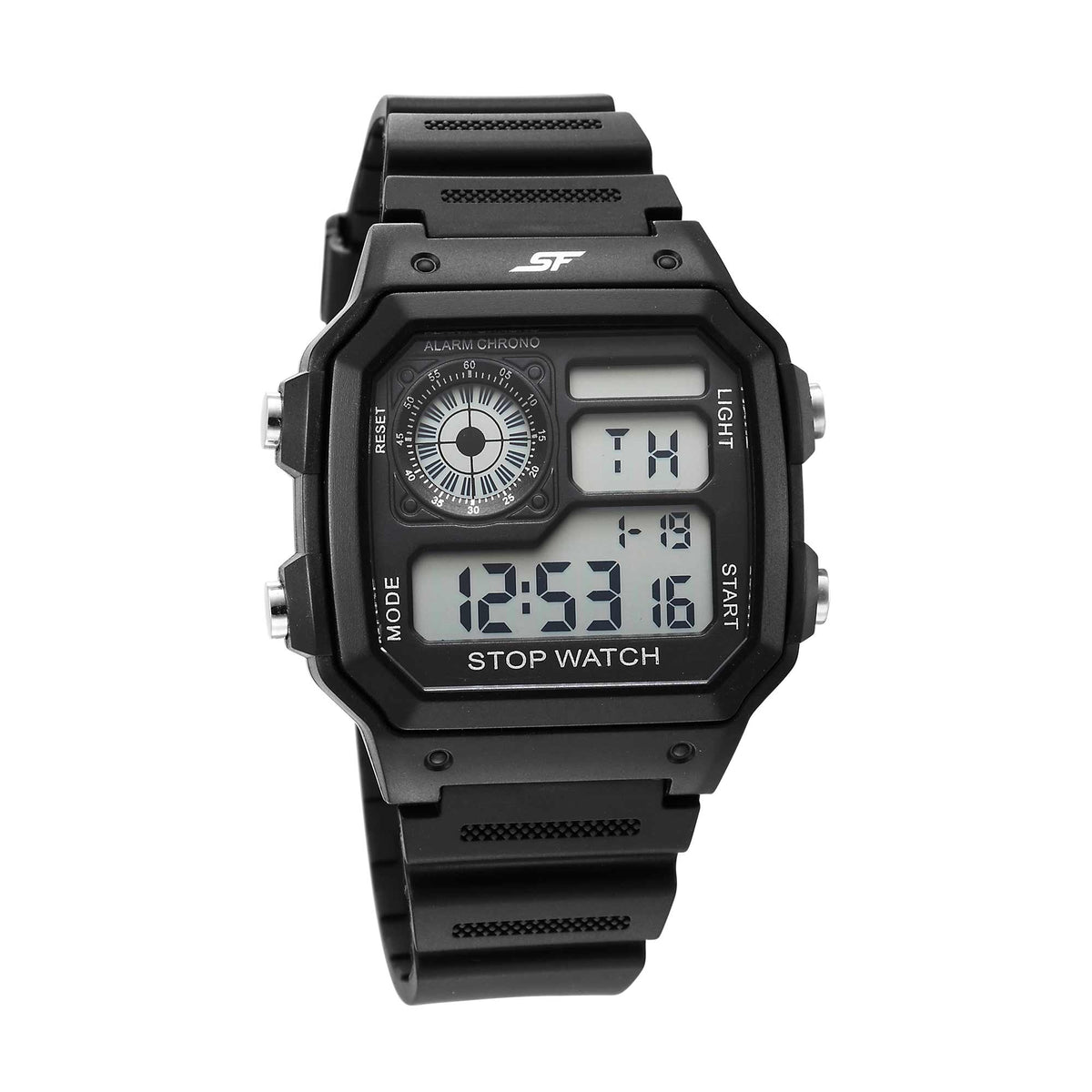 SF Hexa Digital Dial Unisex Watch With Polyurethane Strap