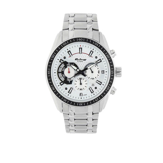 Titan Octane White Dial Silver Stainless Steel Strap Chronograph Watch for Men