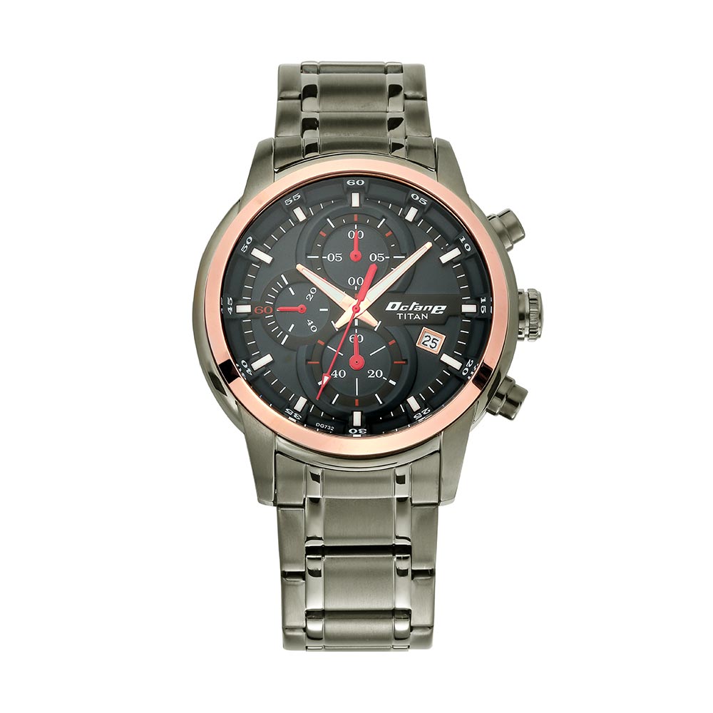 Titan Octane Quartz Chronograph Black Dial Stainless Steel Strap Watch for Men