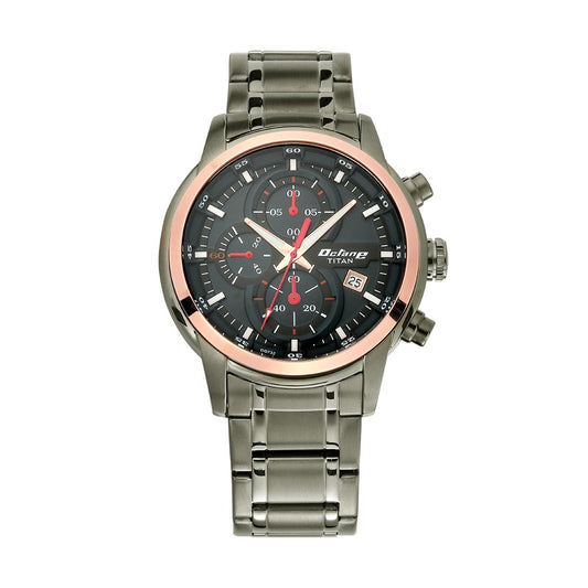 Titan Octane Quartz Chronograph Black Dial Stainless Steel Strap Watch for Men