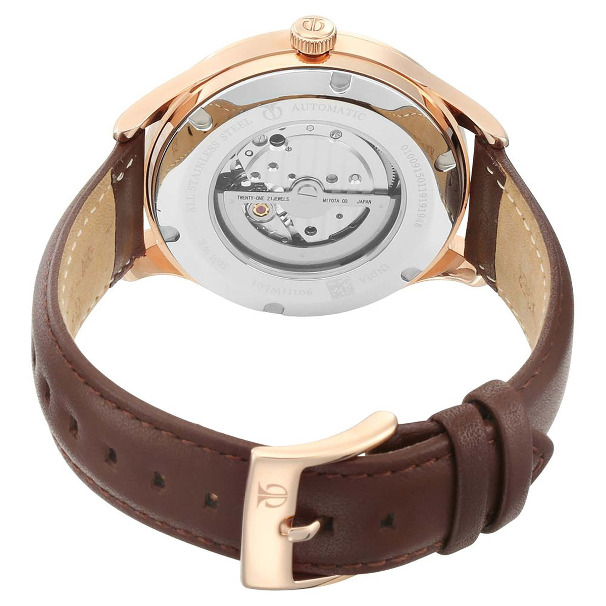 Titan Automatic Blue Dial Brown Leather Strap Watch for Men