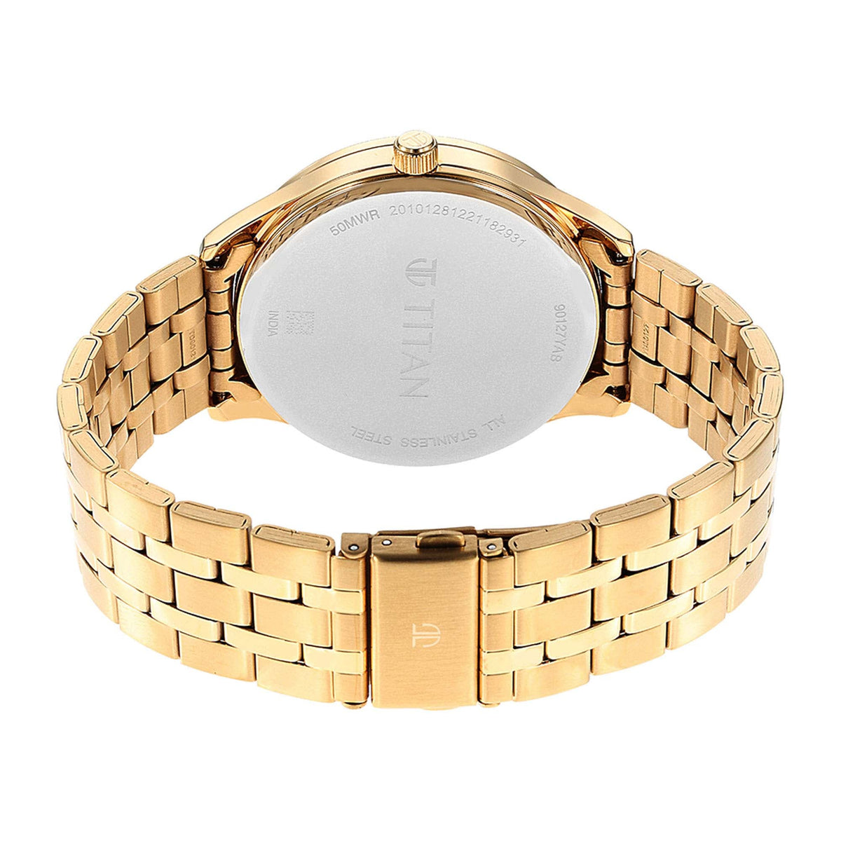Titan Green Dial Gold Stainless Steel Strap Multifunction Watch for Men
