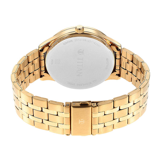Titan Green Dial Gold Stainless Steel Strap Multifunction Watch for Men