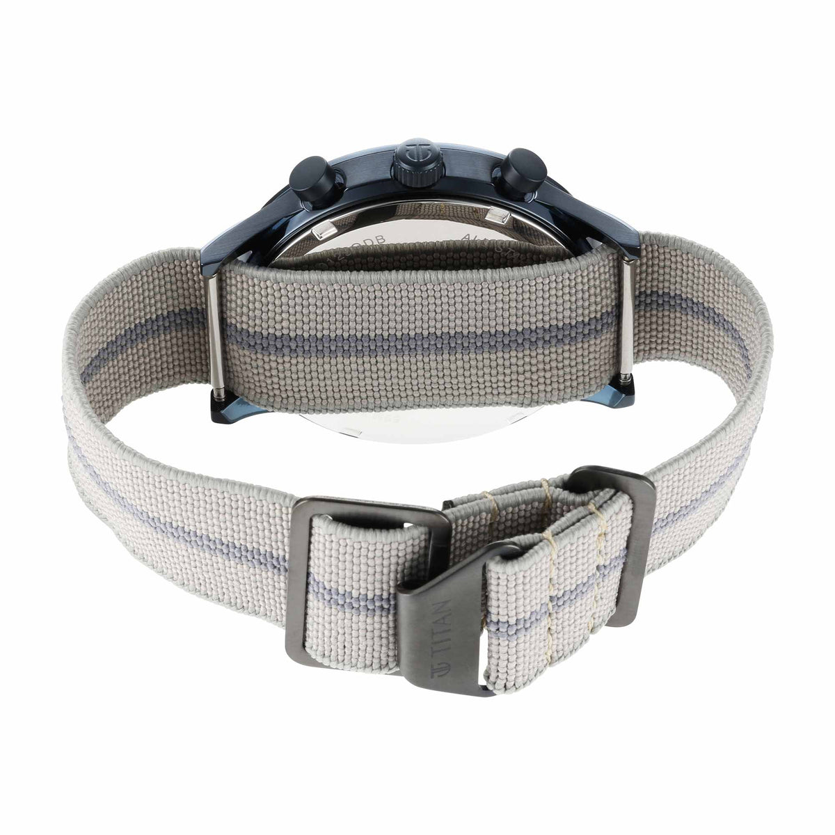 Titan Blue Dial Grey Nylon Strap Multifunction Watch for Men