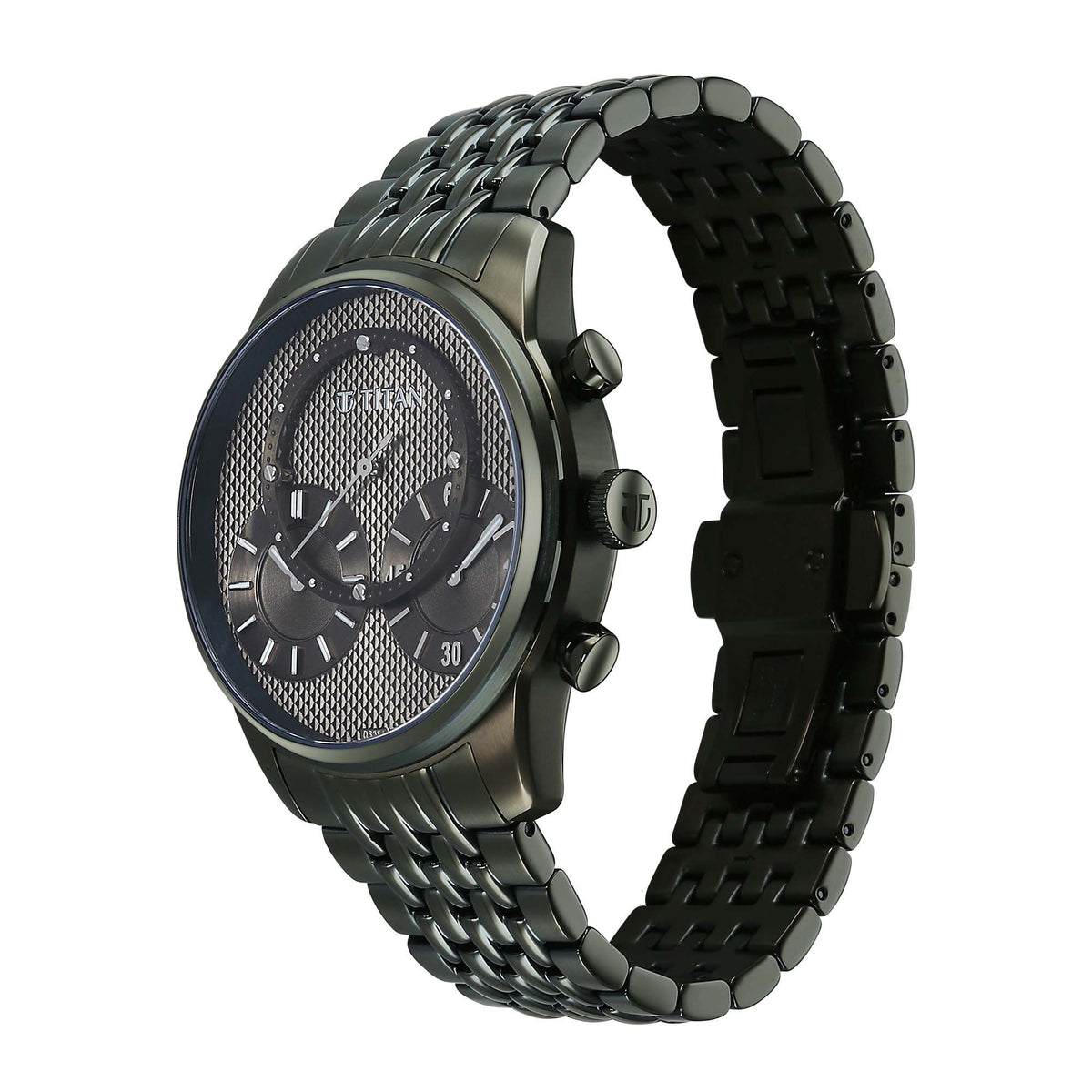Titan Olive Dial Stainless Steel Strap Analog with Hour and Minute Quartz Watch for Men